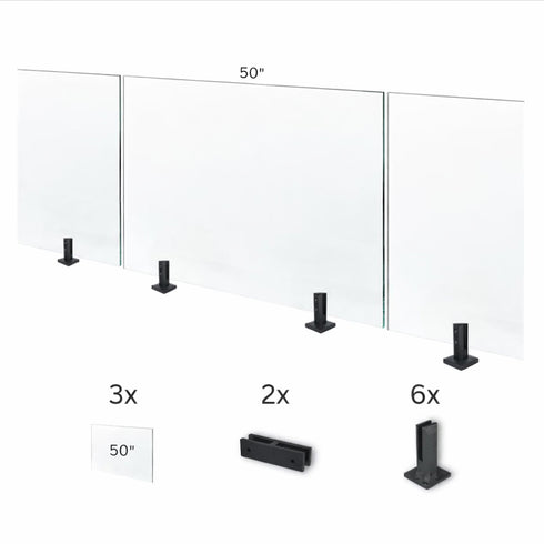 Tempered Glass Fence Kit - 12mm Clear — Three-Panel Kit (13 Feet)
