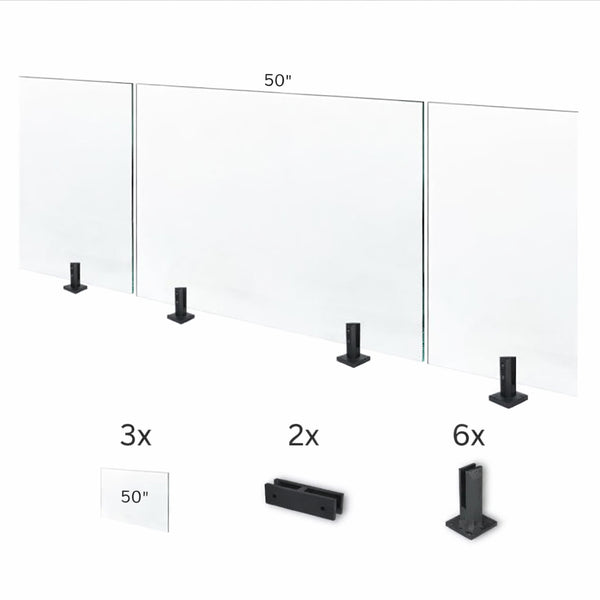 Tempered Glass Fence Kit - 12mm Clear — Three-Panel Kit (13 Feet)