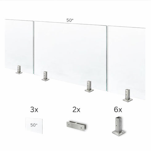 Tempered Glass Fence Kit - 12mm Clear — Three-Panel Kit (13 Feet)