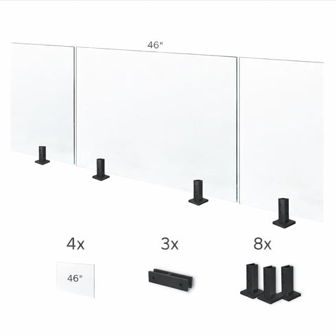 Tempered Glass Fence Kit - 12mm Clear — Four-Panel Kit (16 Feet)