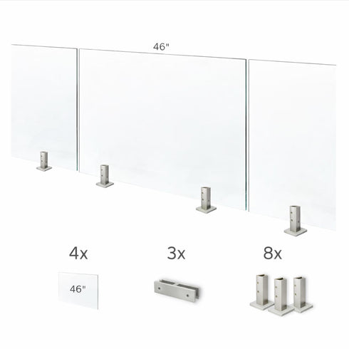 Tempered Glass Fence Kit - 12mm Clear — Four-Panel Kit (16 Feet)