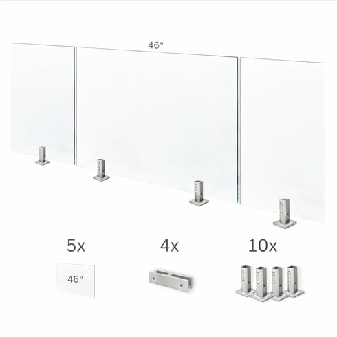 Tempered Glass Fence Kit - 12mm Clear — Five-Panel Kit (20 Feet)