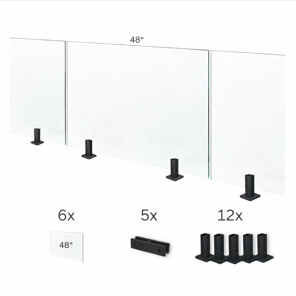 Tempered Glass Fence Kit - 12mm Clear — Six-Panel Kit (25 Feet)