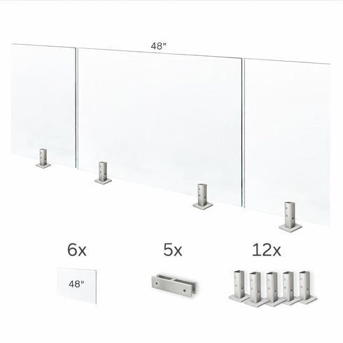 Tempered Glass Fence Kit - 12mm Clear — Six-Panel Kit (25 Feet)
