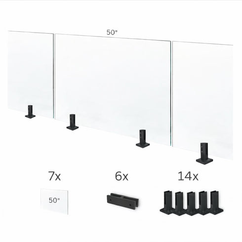 Tempered Glass Fence Kit - 12mm Clear — Seven-Panel Kit (30 Feet)