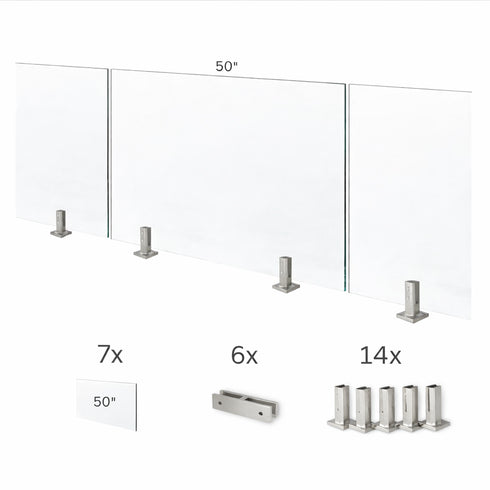 Tempered Glass Fence Kit - 12mm Clear — Seven-Panel Kit (30 Feet)