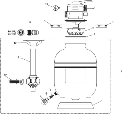 Carvin - Tête de filtre de rechange DVK-7C + vanne à cadran 7 positions - 39263035K
