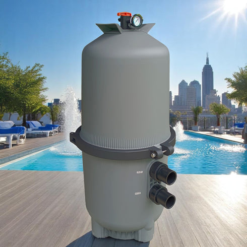 Moov 400 Pool Filter1 – full-body image with fittings